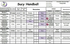 Planning du 13-15-16 février et 1er mars - Coupe  de la ligue et 94