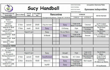 Planning du 21-22 février - Coupe
