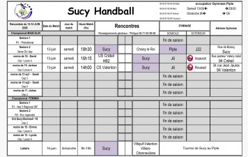Planning du 13-14 juin