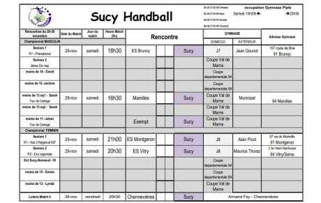 Planning du 29-30 novembre
