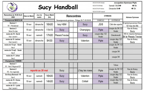 Planning du 18-19 avril
