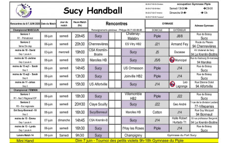 Planning du 06-07 juin